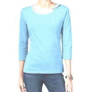 Tommy Hilfiger Blue Bow-Neck Medium M Casual Top